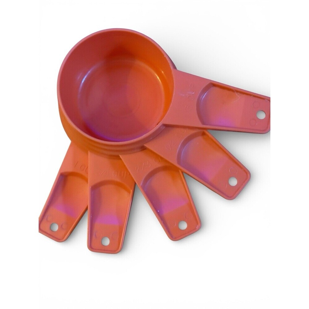 Vintage Set Of 5 Orange Tupperware Measuring Cups - Picture 3 of 7
